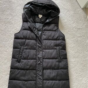 Zella Black Puffer Vest with Hood